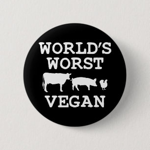 Anti vegan meat-eater bbq grilling pitmaster 6 cm round badge