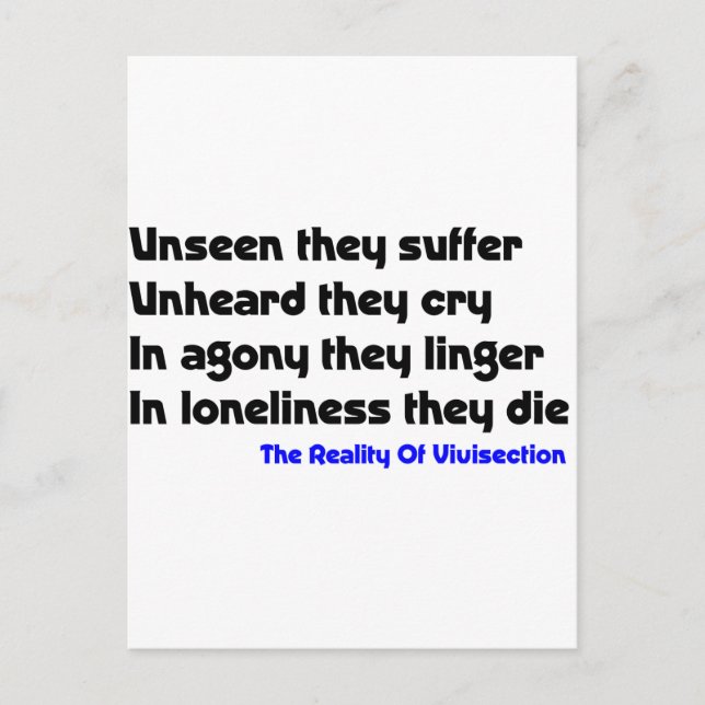 Anti Vivisection Postcard (Front)