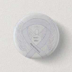 Anti-War Awareness Angel White Ribbon Pin