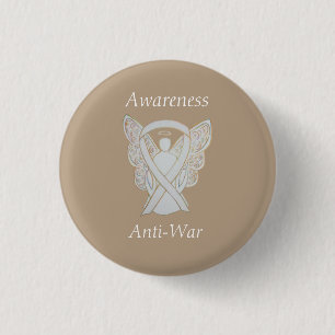 Anti-War Awareness Angel White Ribbon Pin
