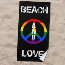 Anti War Gay Rainbow Peace Sign Beach and Love