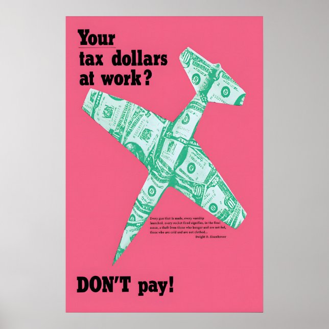 Anti-War Poster Tax Resistance USA Pacificism Art (Front)