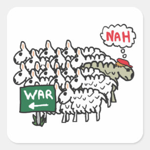 Anti War Sheep Square Sticker