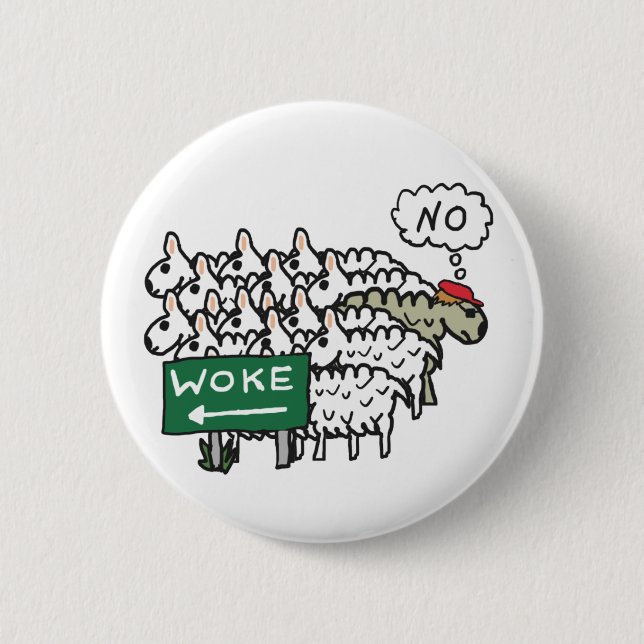 Anti Woke 6 Cm Round Badge (Front)