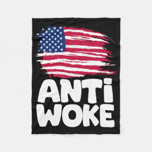 Anti Woke American Flag Conservative Republican Fo Fleece Blanket