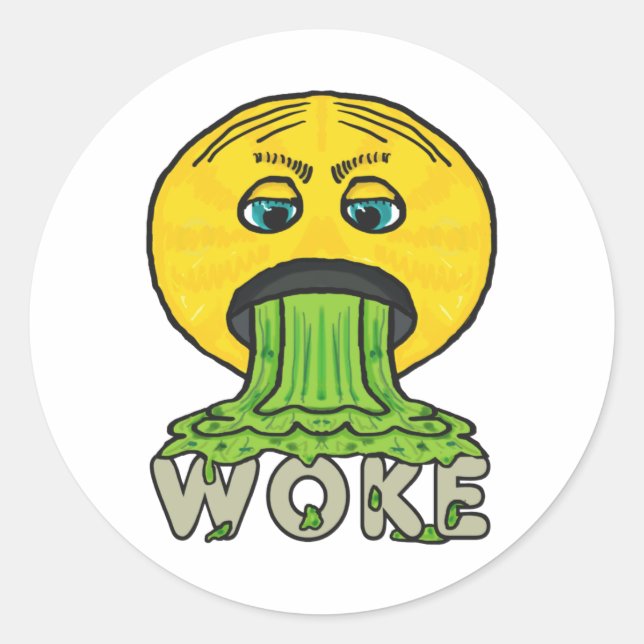 Anti Woke Classic Round Sticker (Front)