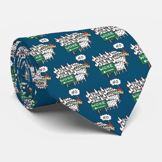 Anti Woke Sheep Tie (Rolled)