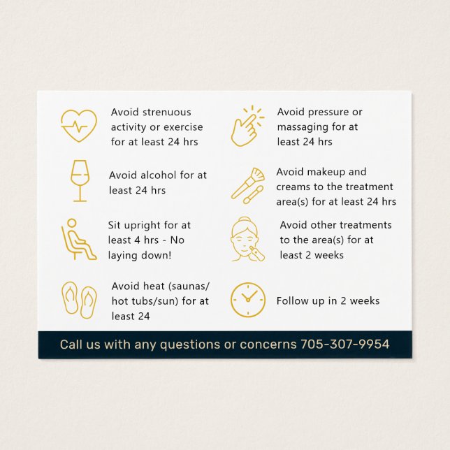 Anti - Wrinkle aftercare business card  (Back)