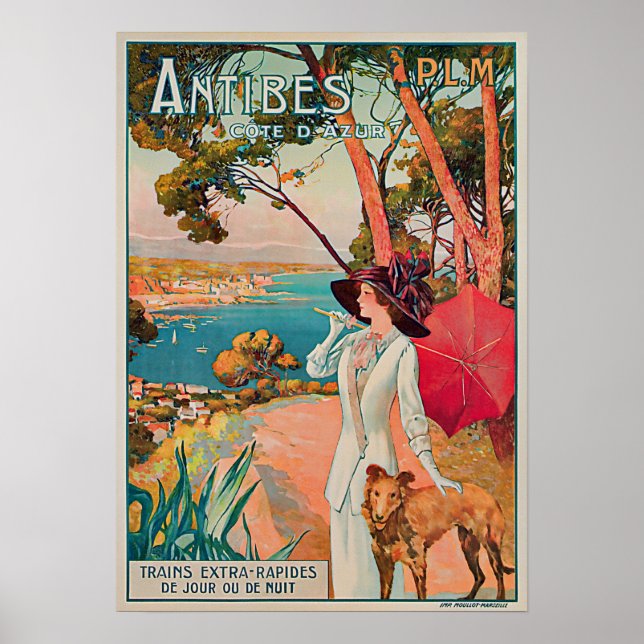 Antibes Cote d'Azur Vintage Travel Poster (Front)