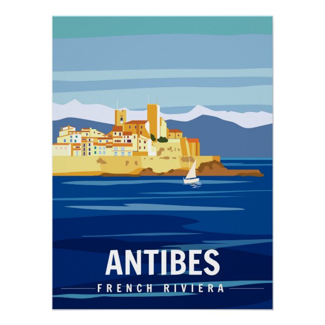 Antibes Fortress French Riviera Retro Poster (Front)