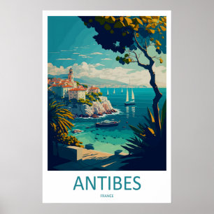 Antibes France Park Poster Travel Ski Vintage