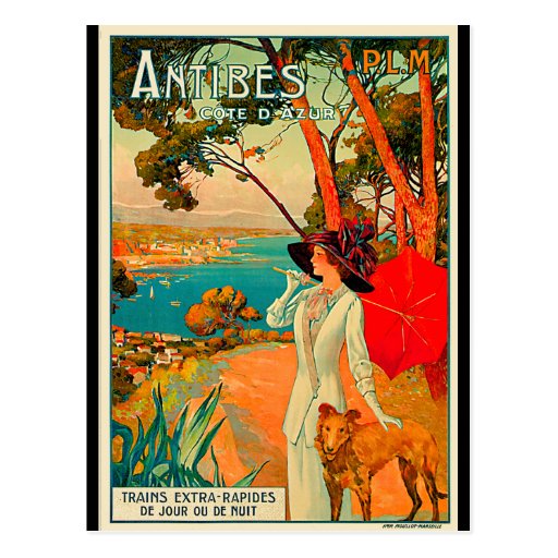 Image of Antibes France Vintage Poster Postcard