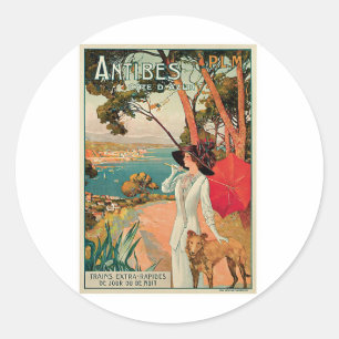 Antibes France Vintage Travel Advertisement Classic Round Sticker