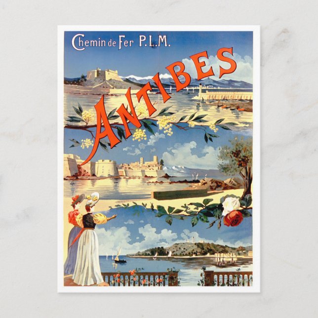Antibes France vintage travel Postcard (Front)