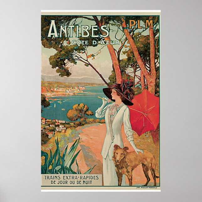 Antibes, France Vintage Travel Poster (Front)