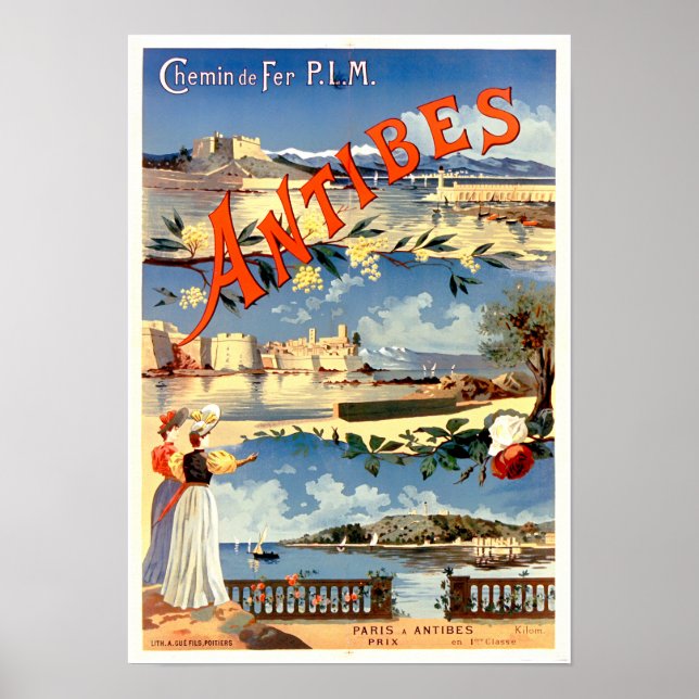 Antibes France vintage travel Poster (Front)