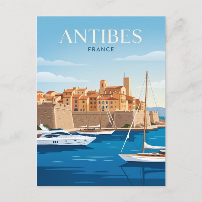 Antibes Harbour France Postcard (Front)