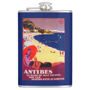 Antibes Vintage PosterEurope Hip Flask