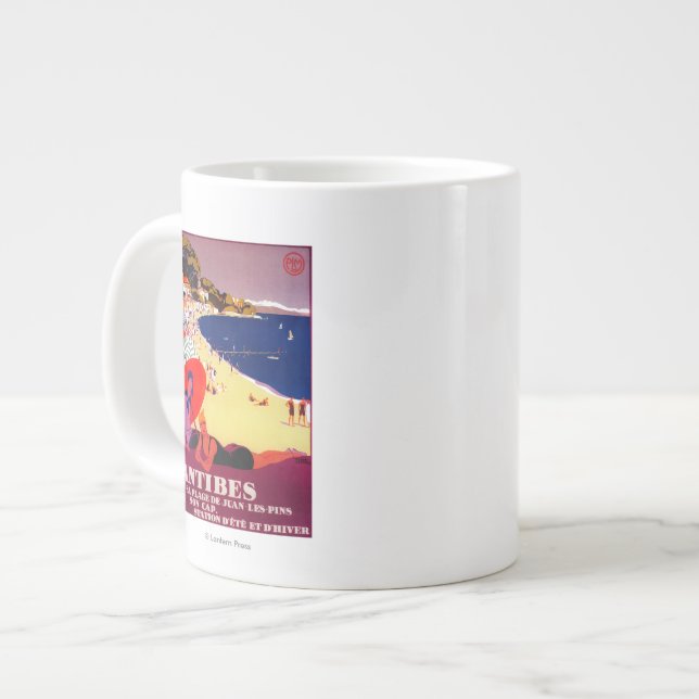Antibes Vintage PosterEurope Large Coffee Mug (Front Left)