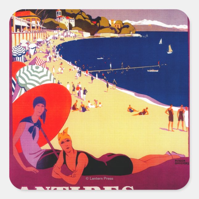 Antibes Vintage PosterEurope Square Sticker (Front)