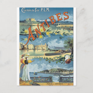 Antibes Vintage Travel Poster Postcard