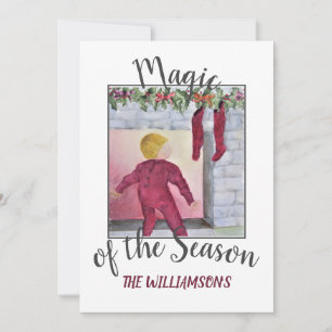 Anticipating Santa with photo Holiday Card