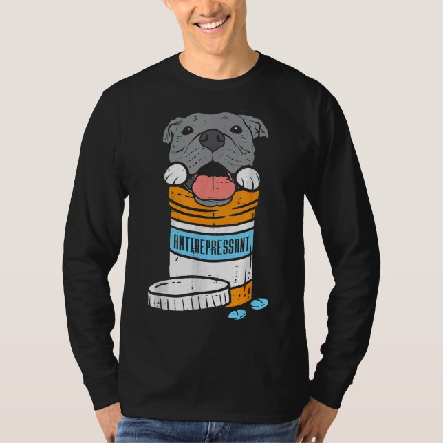 Antidepressant Pitbull Funny Dog T-Shirt (Front)