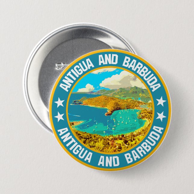 Antigua and Barbuda                                7.5 Cm Round Badge (Front & Back)