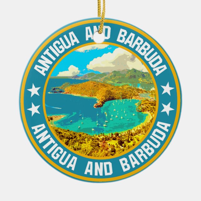 Antigua and Barbuda                                Ceramic Tree Decoration (Front)