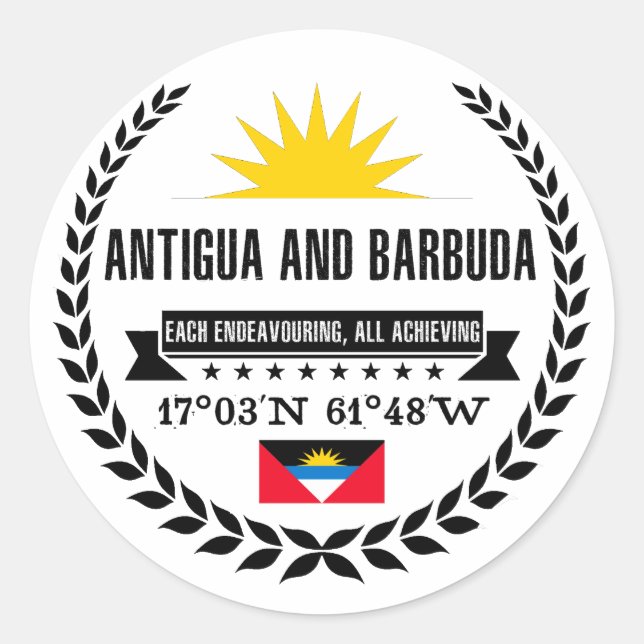 Antigua and Barbuda Classic Round Sticker (Front)
