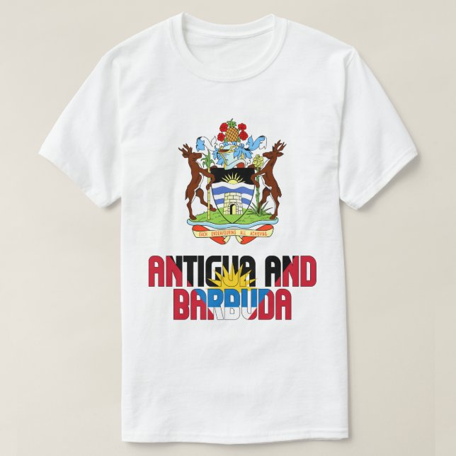 Antigua and Barbuda Flag and Coat Of Arms T-Shirt (Design Front)