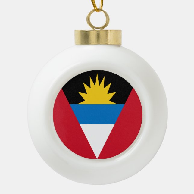 Antigua and Barbuda Flag Ceramic Ball Christmas Ornament (Front)