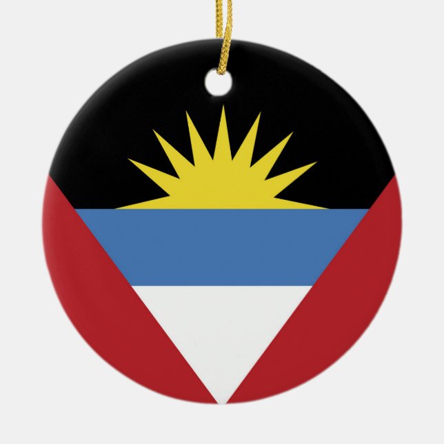 Antigua and Barbuda flag Ceramic Tree Decoration (Front)