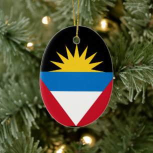 Antigua and Barbuda Flag Ceramic Tree Decoration