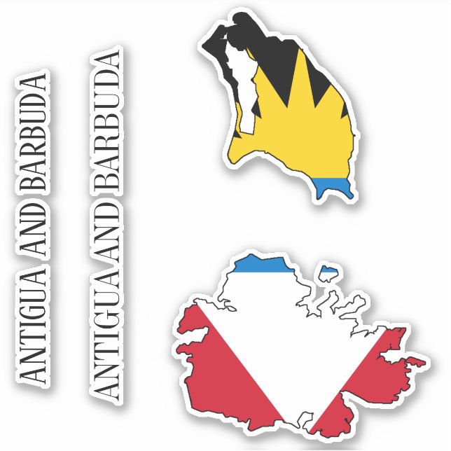 Antigua and Barbuda Flag Charming Patriotic Map (Front)