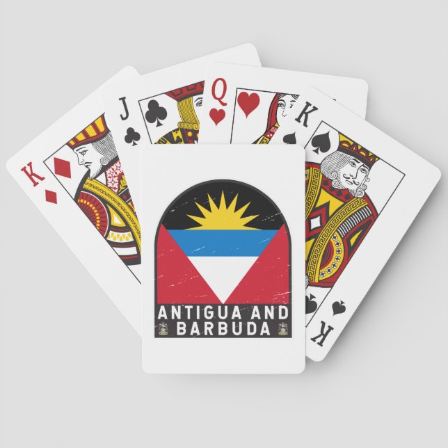 Antigua and Barbuda Flag Emblem Distressed Vintage Playing Cards (Back)