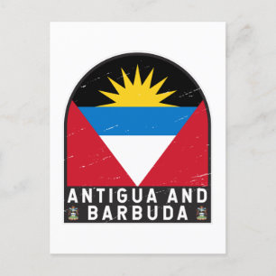 Antigua and Barbuda Flag Emblem Distressed Vintage Postcard