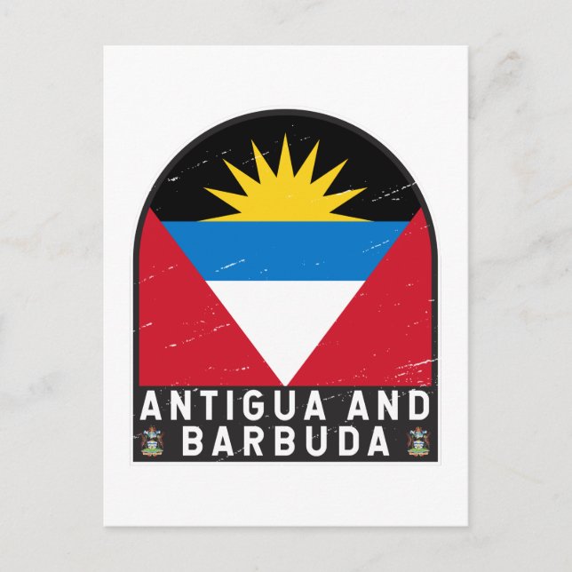 Antigua and Barbuda Flag Emblem Distressed Vintage Postcard (Front)
