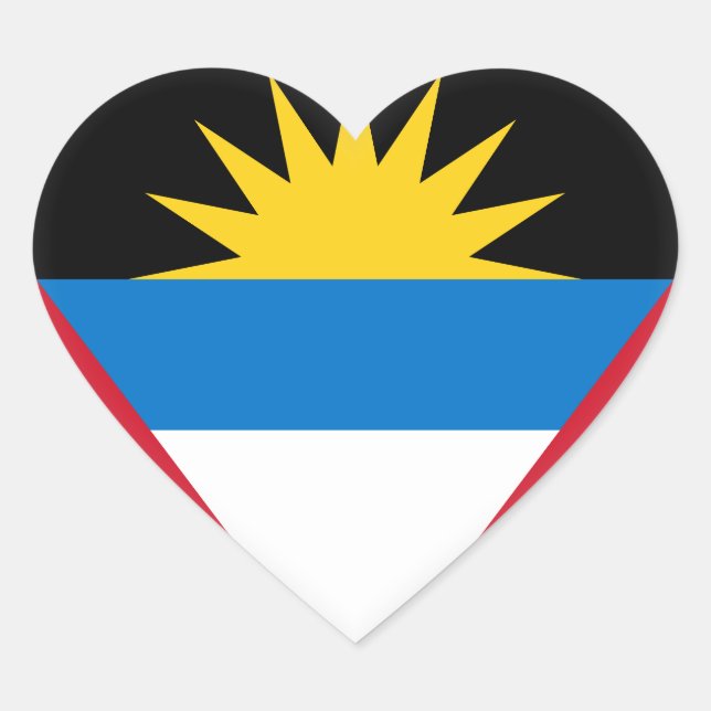 Antigua and Barbuda Flag Heart Sticker (Front)