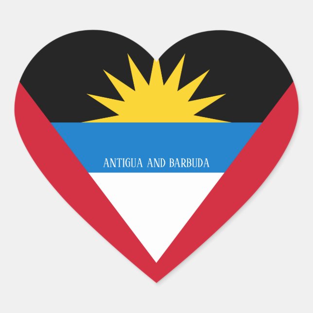 Antigua and Barbuda Flag Splendid Patriotic Heart Sticker (Front)