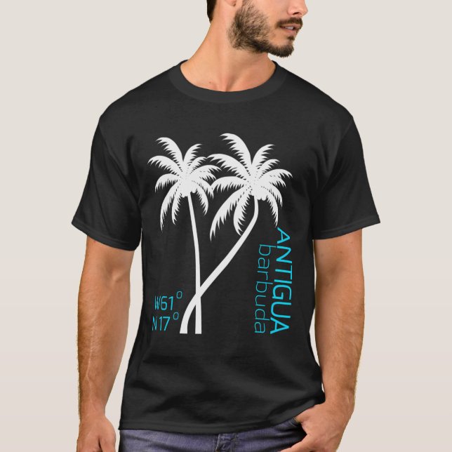 Antigua And Barbuda Geographic Coordinates Souveni T-Shirt (Front)