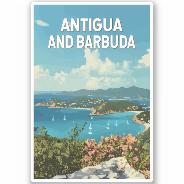 Antigua and Barbuda Illustration Travel Art Retro (Front)