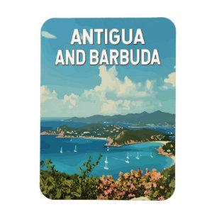 Antigua and Barbuda Illustration Travel Art Retro Magnet