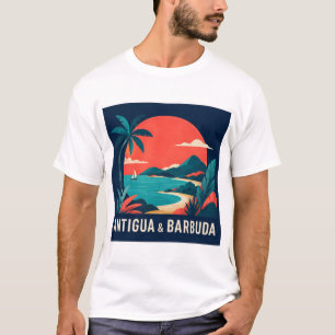 Antigua and Barbuda Modern Geometric Travel Art T- T-Shirt