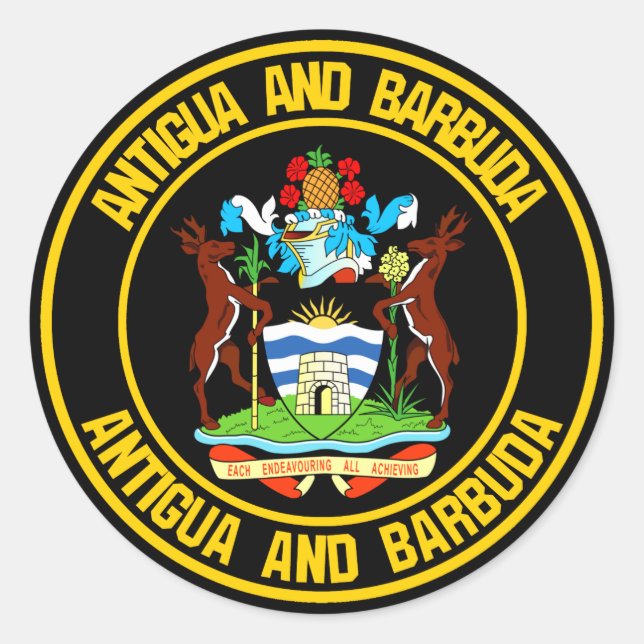 Antigua and Barbuda Round Emblem Classic Round Sticker (Front)