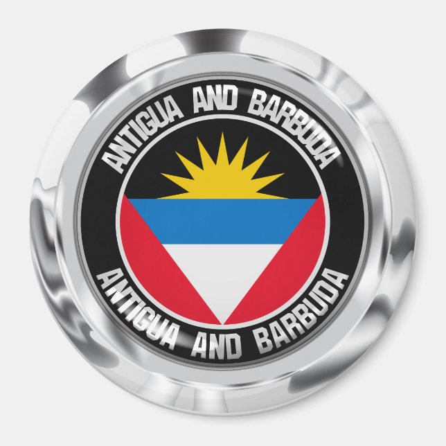 Antigua and Barbuda Round Emblem Magnet (Front)