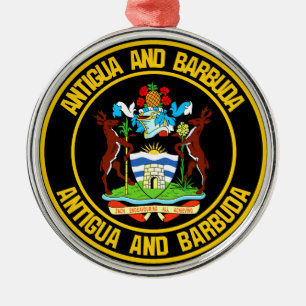 Antigua and Barbuda Round Emblem Metal Tree Decoration