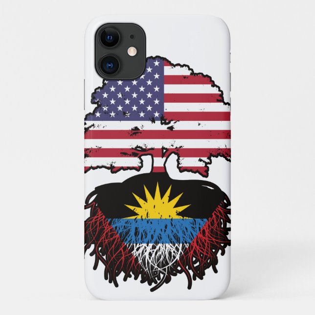 Antigua Antiguan American USA Tree Roots Flag Case-Mate iPhone Case (Back)