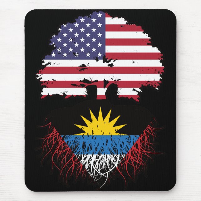 Antigua Antiguan American USA Tree Roots Flag Mouse Mat (Front)