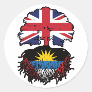 Antigua Antiguan British UK Tree Roots Flag Classic Round Sticker